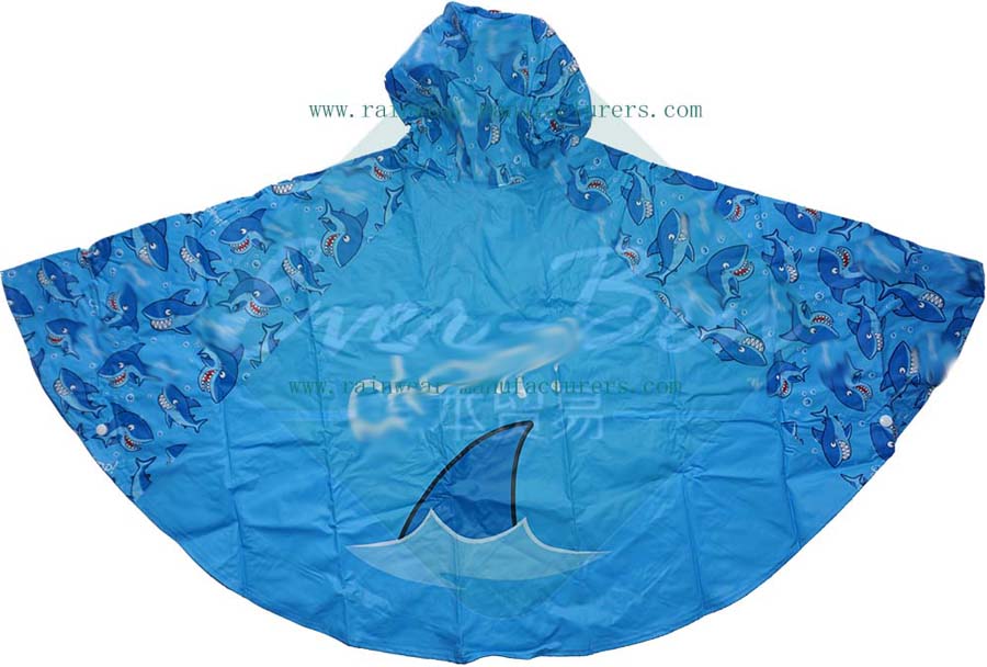 Blue PVC totes rain poncho with full printing 